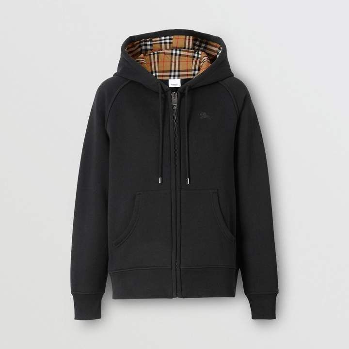 Burberry Black Check Lined Zip Hoodie