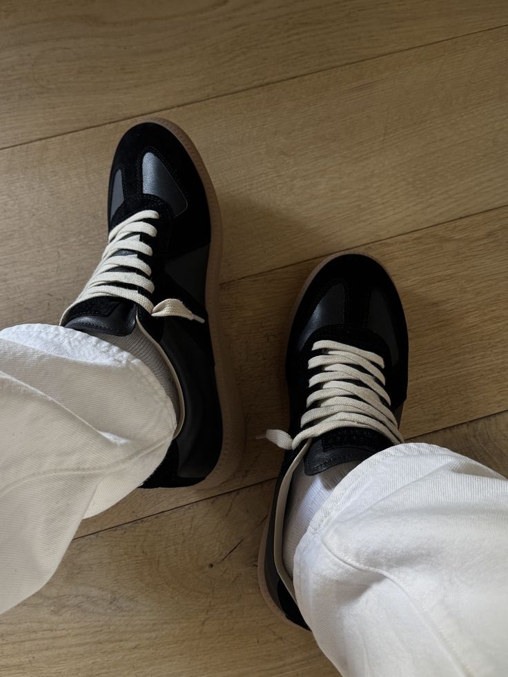 Maison Margiela Replica Black Leather Sneakers