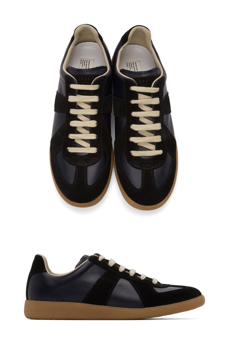 Maison Margiela Replica Black Leather Sneakers