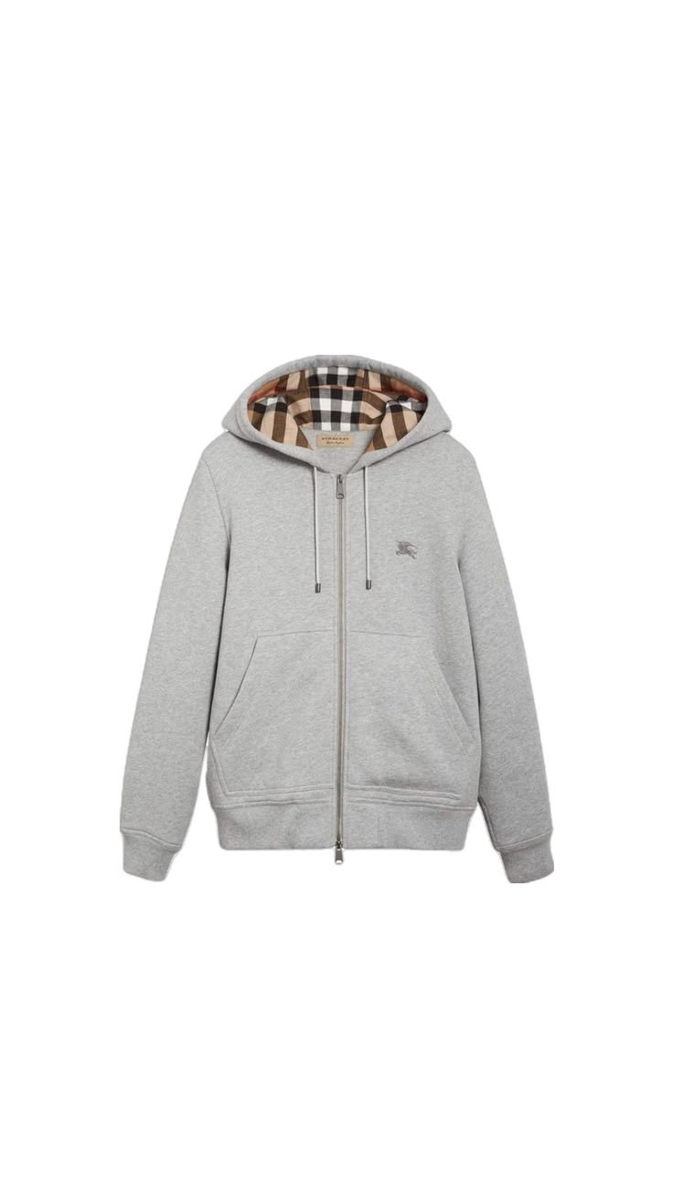 Burberry Grey Check Lined Zip Hoodie
