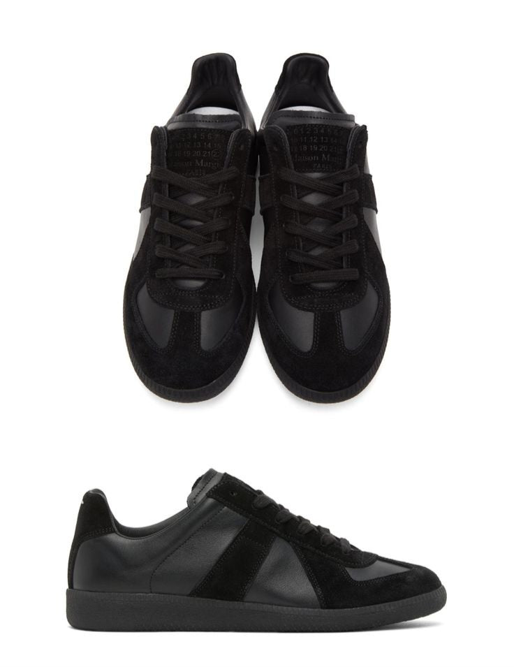 Maison Margiela Replica All-Black Leather Sneakers